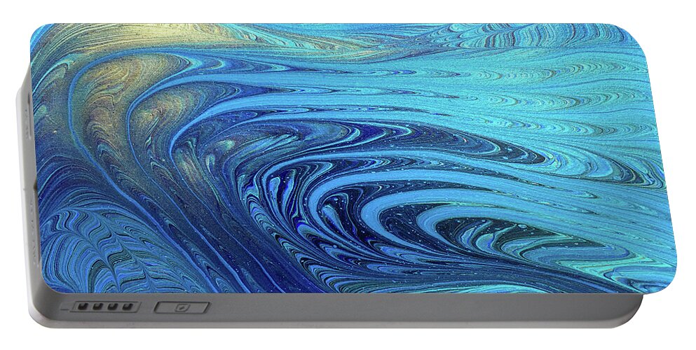 Abstract Portable Battery Charger featuring the painting Cosmic Flow by Lucy Arnold