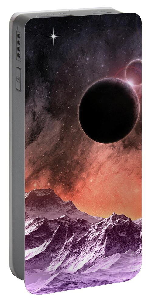 Space Portable Battery Charger featuring the digital art Cosmic Landscape by Phil Perkins