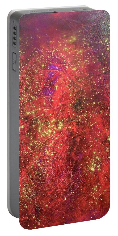 Abstract Portable Battery Charger featuring the painting Cosmos by Karen Lillard