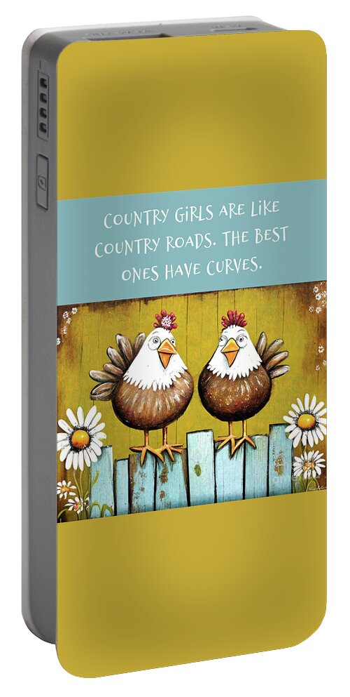 Country Girl Quotes Portable Battery Charger featuring the painting Country Girls by Tina LeCour