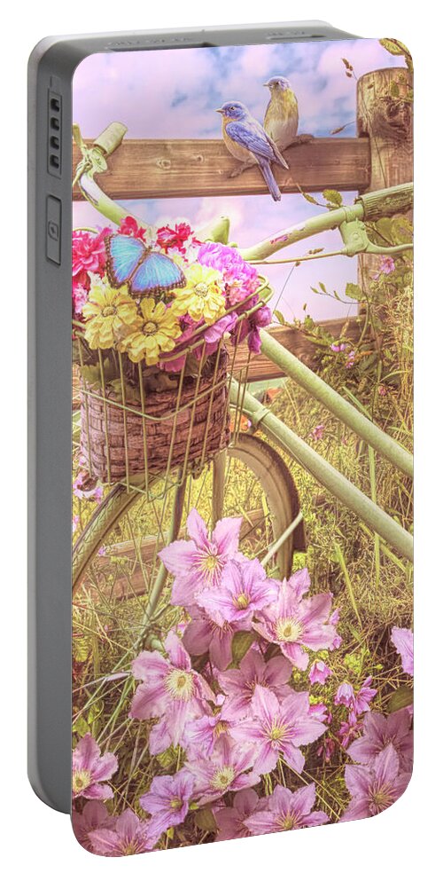 Birds Portable Battery Charger featuring the photograph Country Summer Breeze on a Bicycle by Debra and Dave Vanderlaan