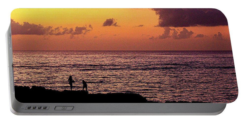 Couple Beach In Cozumel Mexico Portable Battery Charger featuring the photograph Couple at the Beach in Cozumel, Mexico by David Morehead