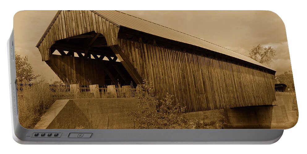 Covered Bridge. Covered Portable Battery Charger featuring the photograph Covered Bridge 2001 by Doolittle Photography and Art