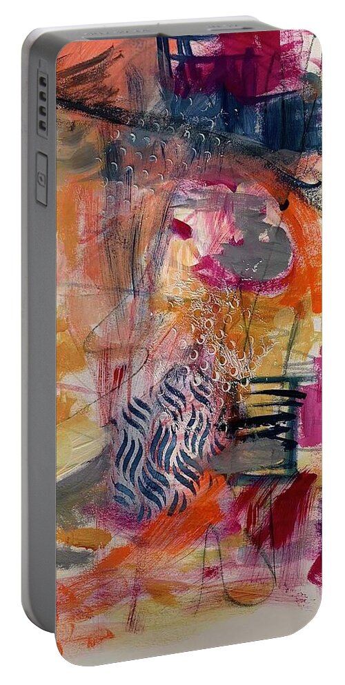 Abstract Portable Battery Charger featuring the painting Coversations Part 1 by Diane Maley