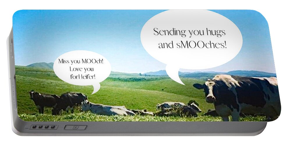 Cows Portable Battery Charger featuring the photograph Cows Talking by Christie Olstad