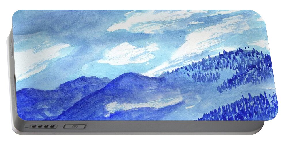 Watercolor Watercolorpainting Montanawatercolorsociety Montana Portable Battery Charger featuring the painting Coyote Mountains by Victor Vosen