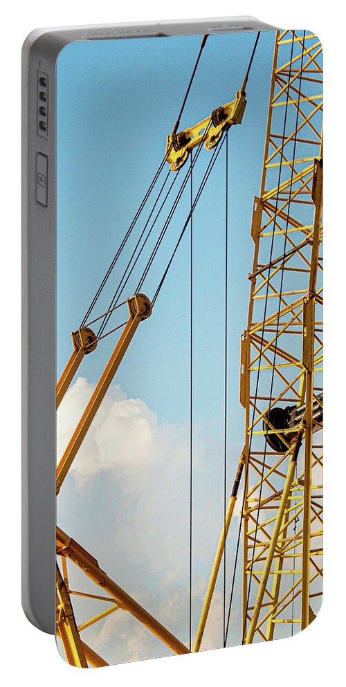 Crane Construction Metal Yellow Portable Battery Charger featuring the photograph Crane by John Linnemeyer