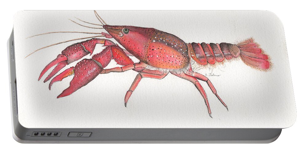 Crawfish Portable Battery Charger featuring the painting Crawfish Mudbug by Bob Labno