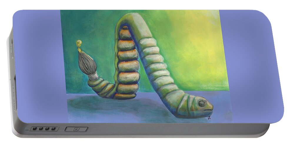 Worm Portable Battery Charger featuring the painting Creative Juices by Vicki Noble