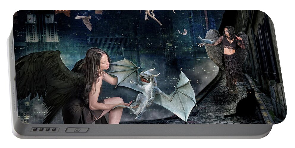 Creatures Portable Battery Charger featuring the digital art Creatures of the Night by Diana Haronis