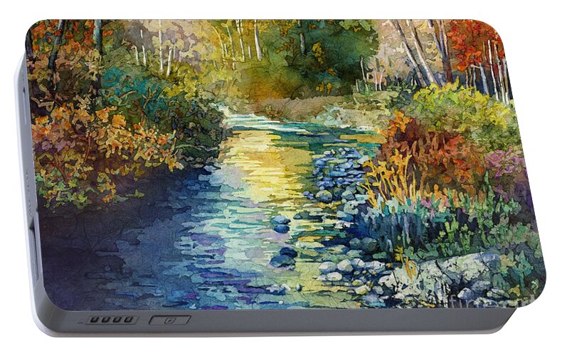 Creek Portable Battery Charger featuring the painting Creekside Tranquility by Hailey E Herrera