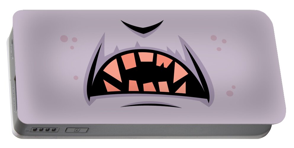Vampire Portable Battery Charger featuring the digital art Creepy Count Dracula Vampire Mouth by John Schwegel