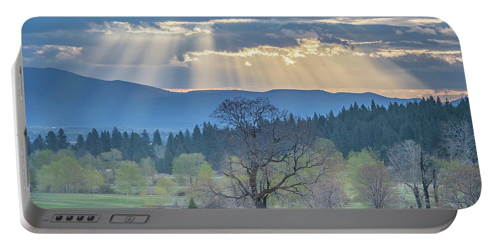 Sun Portable Battery Charger featuring the photograph Crepuscular by Randy Robbins