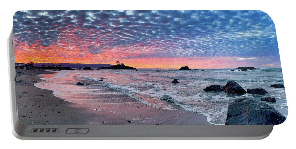 Crescent City Beach Sunrise Portable Battery Charger featuring the photograph Crescent City beach sunrise by Lynn Hopwood