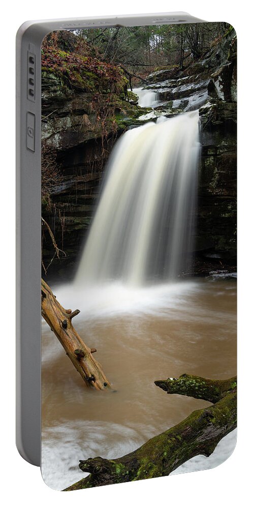 Waterfall Portable Battery Charger featuring the photograph Crescent Falls Winter by Grant Twiss