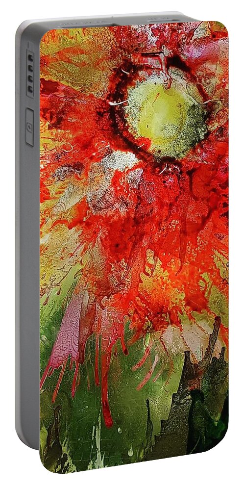 Dawn Portable Battery Charger featuring the painting Crimson Dawn by Holly Winn Willner