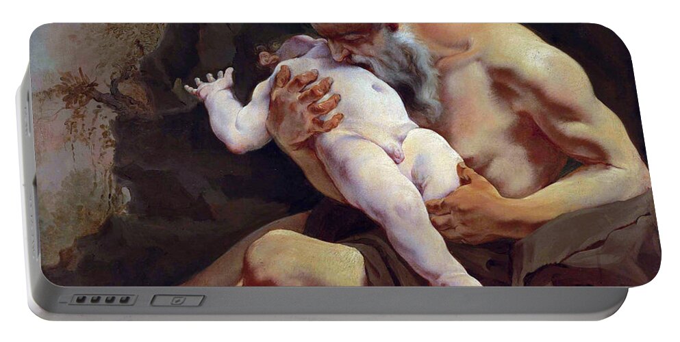 Giulia Lama Portable Battery Charger featuring the painting Cronus Devouring his Child by Giulia Lama