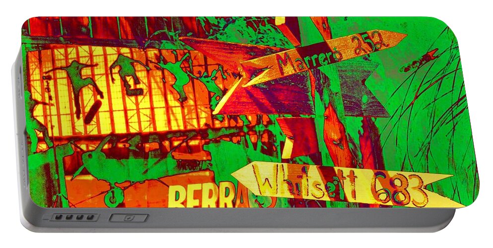 Signs Portable Battery Charger featuring the digital art Crossroads Reverie by Larry Beat