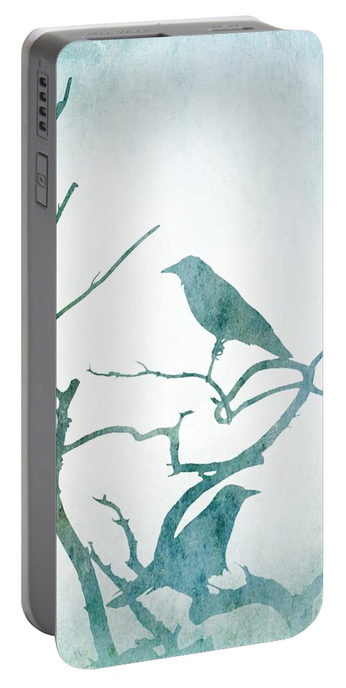 Bird Portable Battery Charger featuring the digital art Crow Birds on Tree Bird 93 by Lucie Dumas