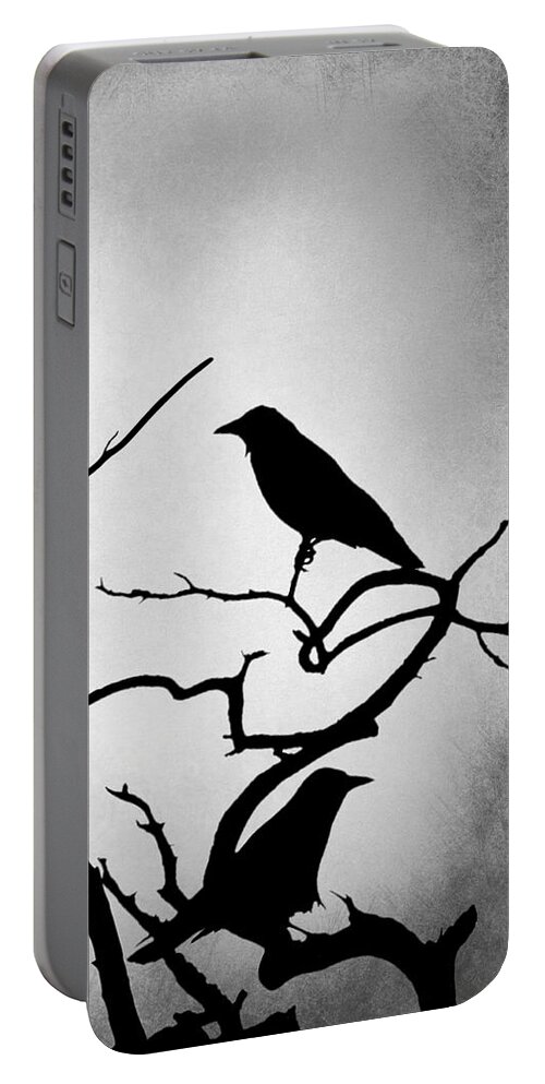 Bird Portable Battery Charger featuring the digital art Crow Birds on Trees Bird 89 by Lucie Dumas