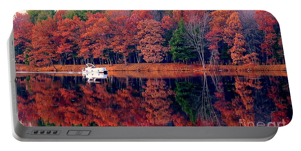 River Portable Battery Charger featuring the photograph Cruising on Menominee River by Ms Judi
