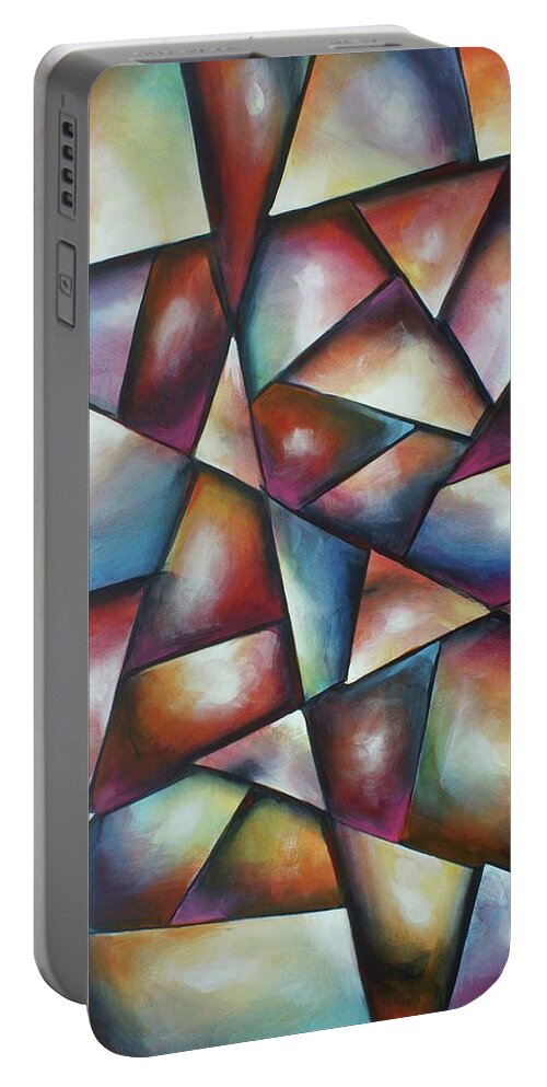 Linear Portable Battery Charger featuring the painting Crystal Bloom by Michael Lang