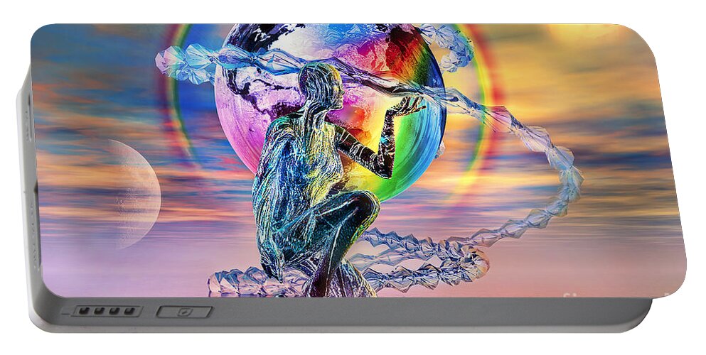 Crystal Planet Portable Battery Charger featuring the digital art Crystal Planet X by Shadowlea Is
