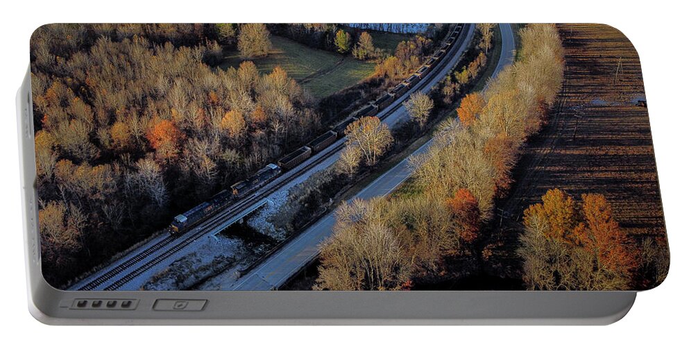 Railroad Portable Battery Charger featuring the photograph CSX Loaded Coal Train N015 Southbound At Nortonville Ky by Jim Pearson