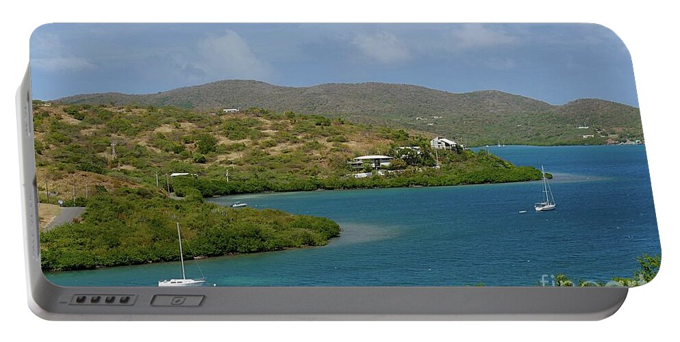 Culebra Portable Battery Charger featuring the photograph Culebra lagoon-panorama by On da Raks