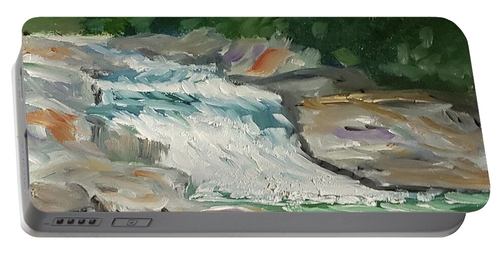 Impressionism Portable Battery Charger featuring the painting Cullasaja River Rapids by Stanton Allaben