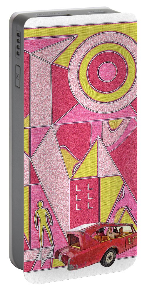 Cultcars Portable Battery Charger featuring the digital art CultCars / Hey Hey by David Squibb