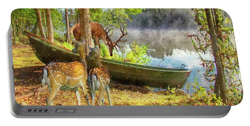 Landscape Portable Battery Charger featuring the digital art Curiosity by Mark Allen