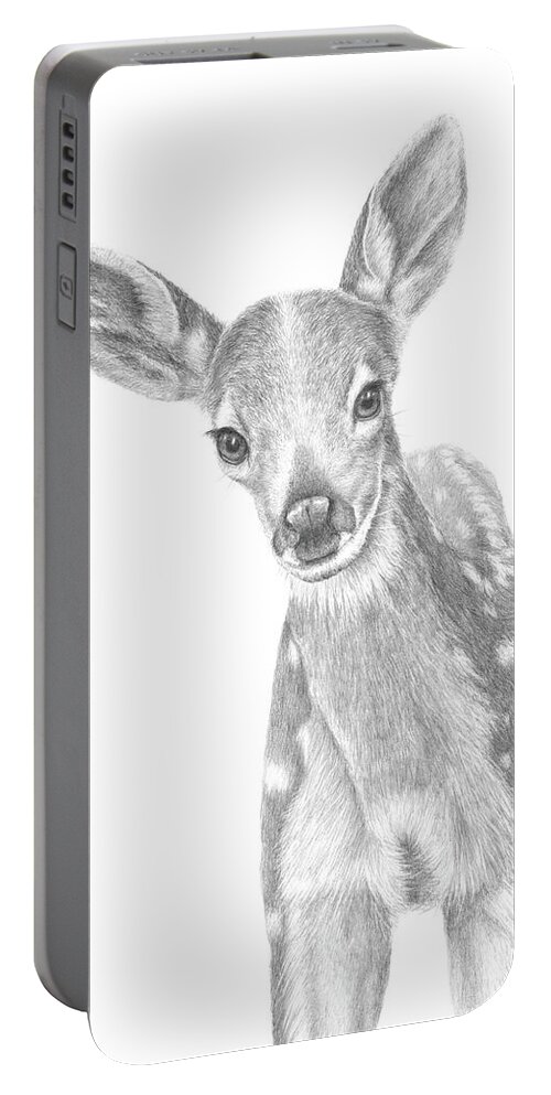 Fawn Portable Battery Charger featuring the painting Curious Fawn by Monica Burnette