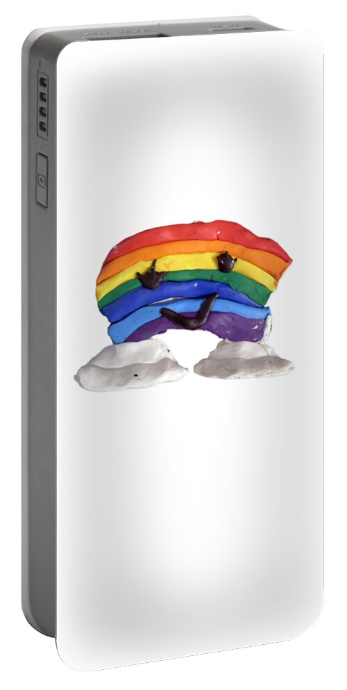 Rainbows Portable Battery Charger featuring the digital art Cute Kawaii Rainbow Clay by Flippin Sweet Gear