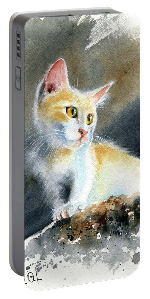 Kitten Portable Battery Charger featuring the painting Cute Kitten Painting by Dora Hathazi Mendes