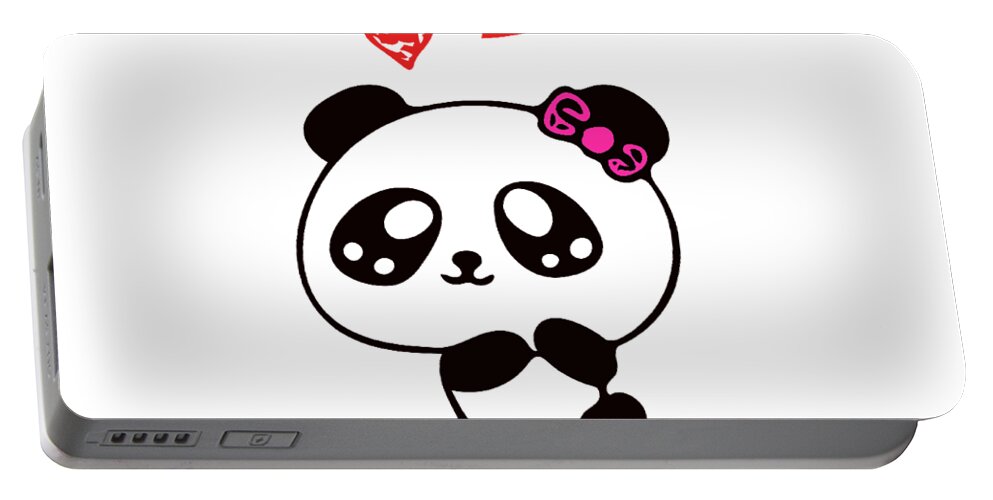 Cute Panda Bear with Red Hearts Portable Battery Charger