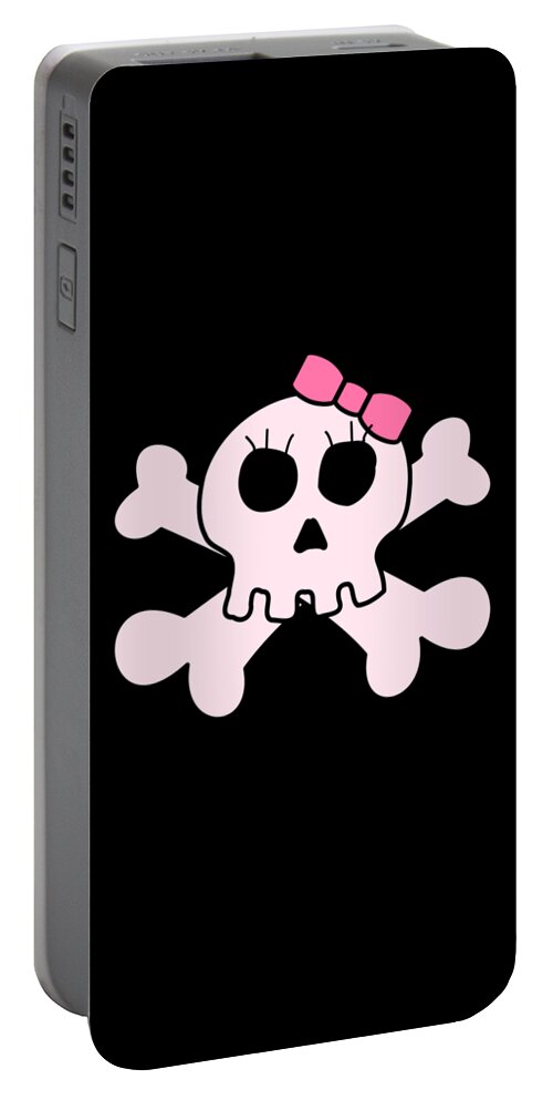 Funny Portable Battery Charger featuring the digital art Cute Pink Skull And Bones by Flippin Sweet Gear