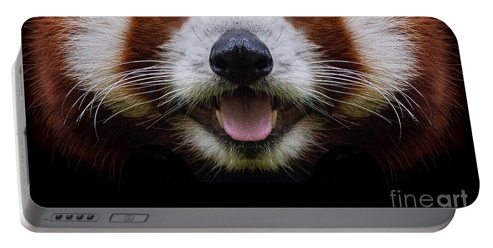 Red Panda Portable Battery Charger featuring the digital art Cute Red Panda Face by Laura Ostrowski