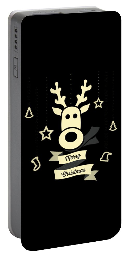 Christmas 2023 Portable Battery Charger featuring the digital art Cute Reindeer Christmas by Flippin Sweet Gear