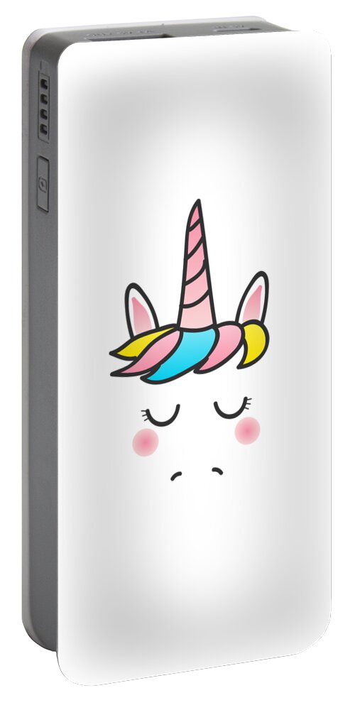 Cool Portable Battery Charger featuring the digital art Cute Unicorn Face by Flippin Sweet Gear