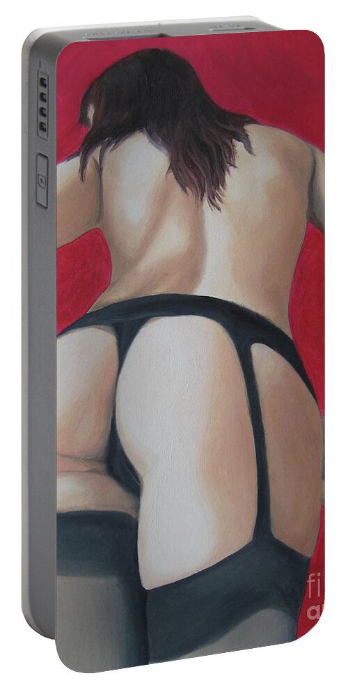 Noewi Portable Battery Charger featuring the painting Cutie Patootie by Jindra Noewi