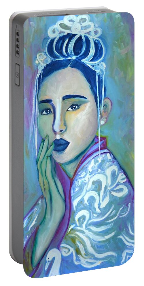 Japan Portable Battery Charger featuring the painting Cygnus Olor by Chiara Magni