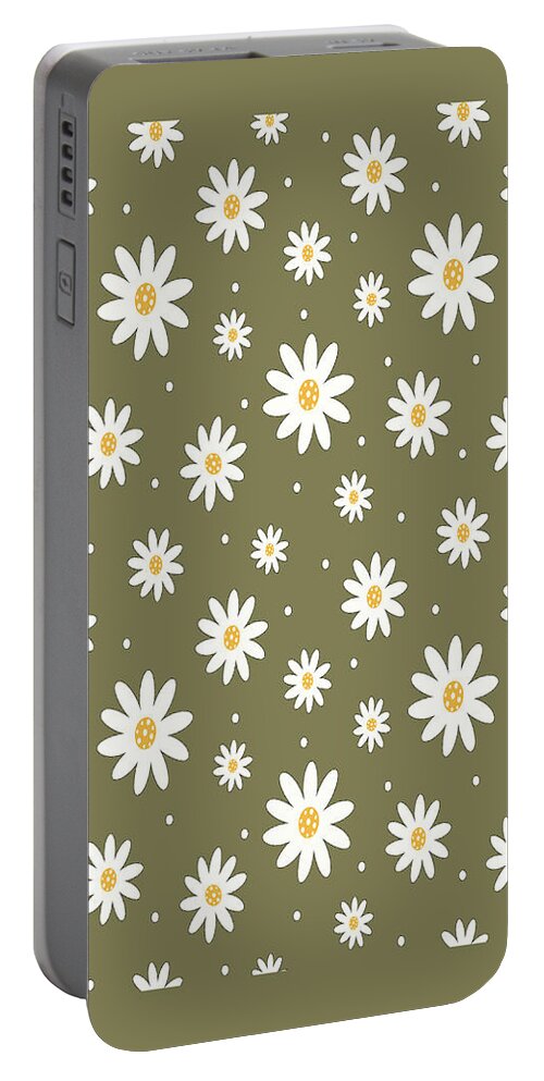 Botanical Flower Portable Battery Charger featuring the painting Daisies Sage by Jackie Medow-Jacobson