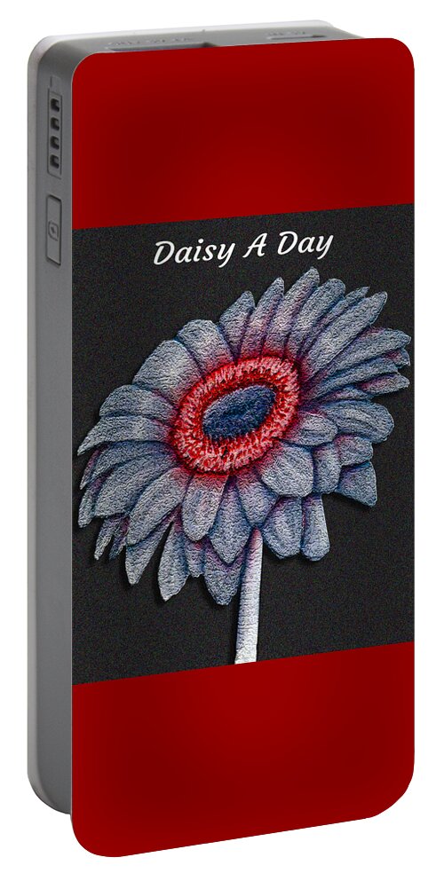 Daisy Portable Battery Charger featuring the mixed media Daisy A Day by Kelly Mills
