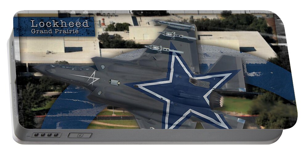 Dallas Cowboys Portable Battery Charger featuring the digital art Dallas Cowboys F-35A by Custom Aviation Art