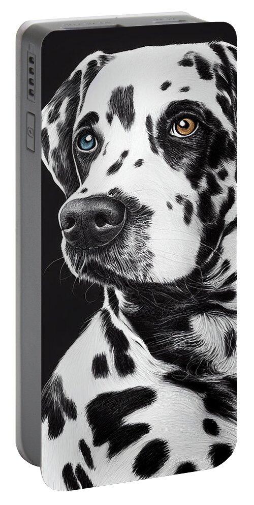 Dalmatian Portable Battery Charger featuring the digital art Dalmatian by Geir Rosset