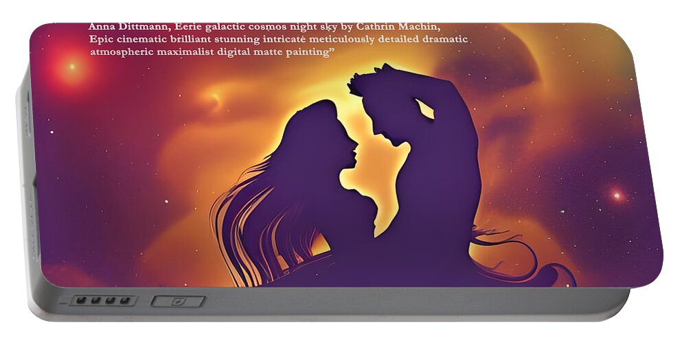 Digital Dancing Silhouette Space Portable Battery Charger featuring the digital art Dancing in Space by Beverly Read