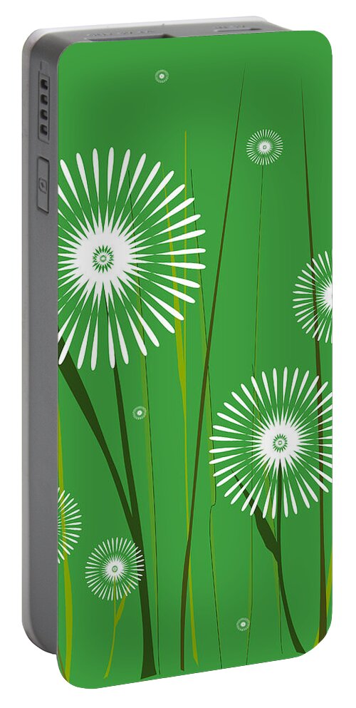 Abstract Portable Battery Charger featuring the digital art Dandelions by Anastasiya Malakhova