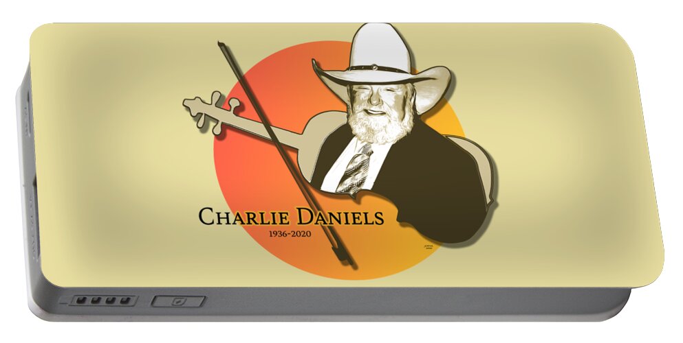 Charlie Daniels Portable Battery Charger featuring the digital art Daniels Tribute by Greg Joens