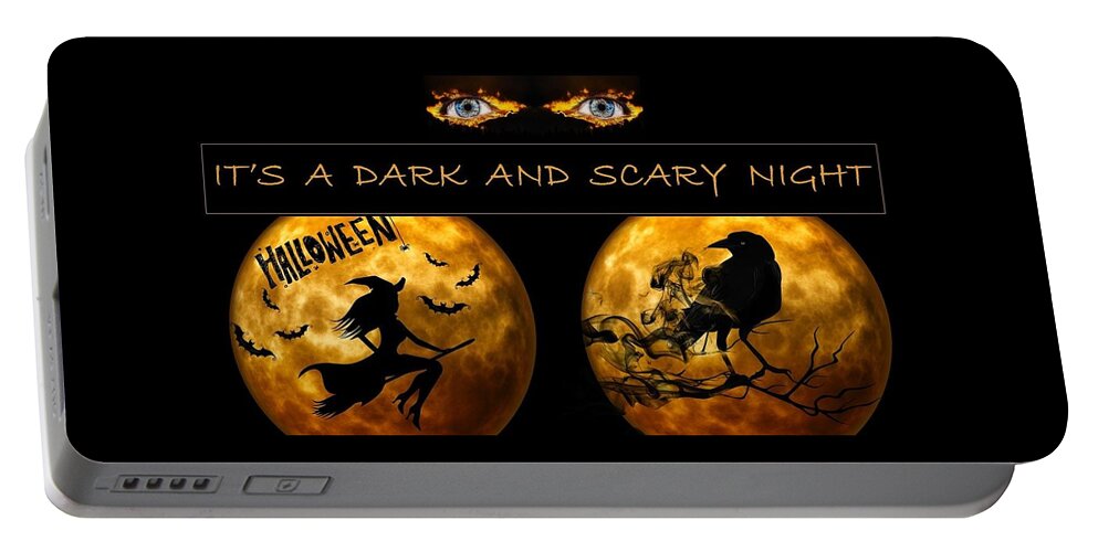 Halloween Portable Battery Charger featuring the mixed media Dark and Scary Night by Nancy Ayanna Wyatt